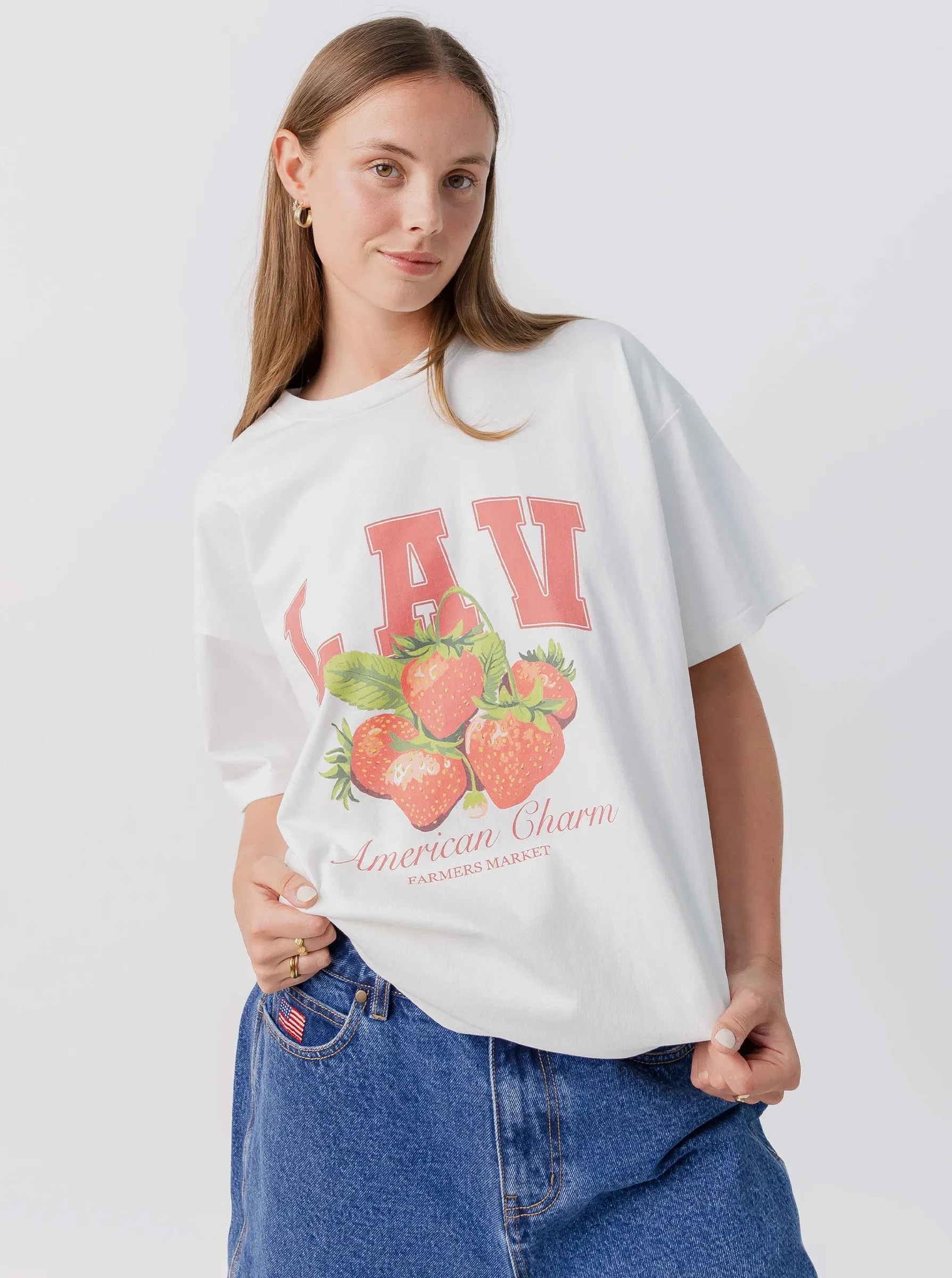 Oversized Graphic Tee WrinkleFreeFabric Casual Layering