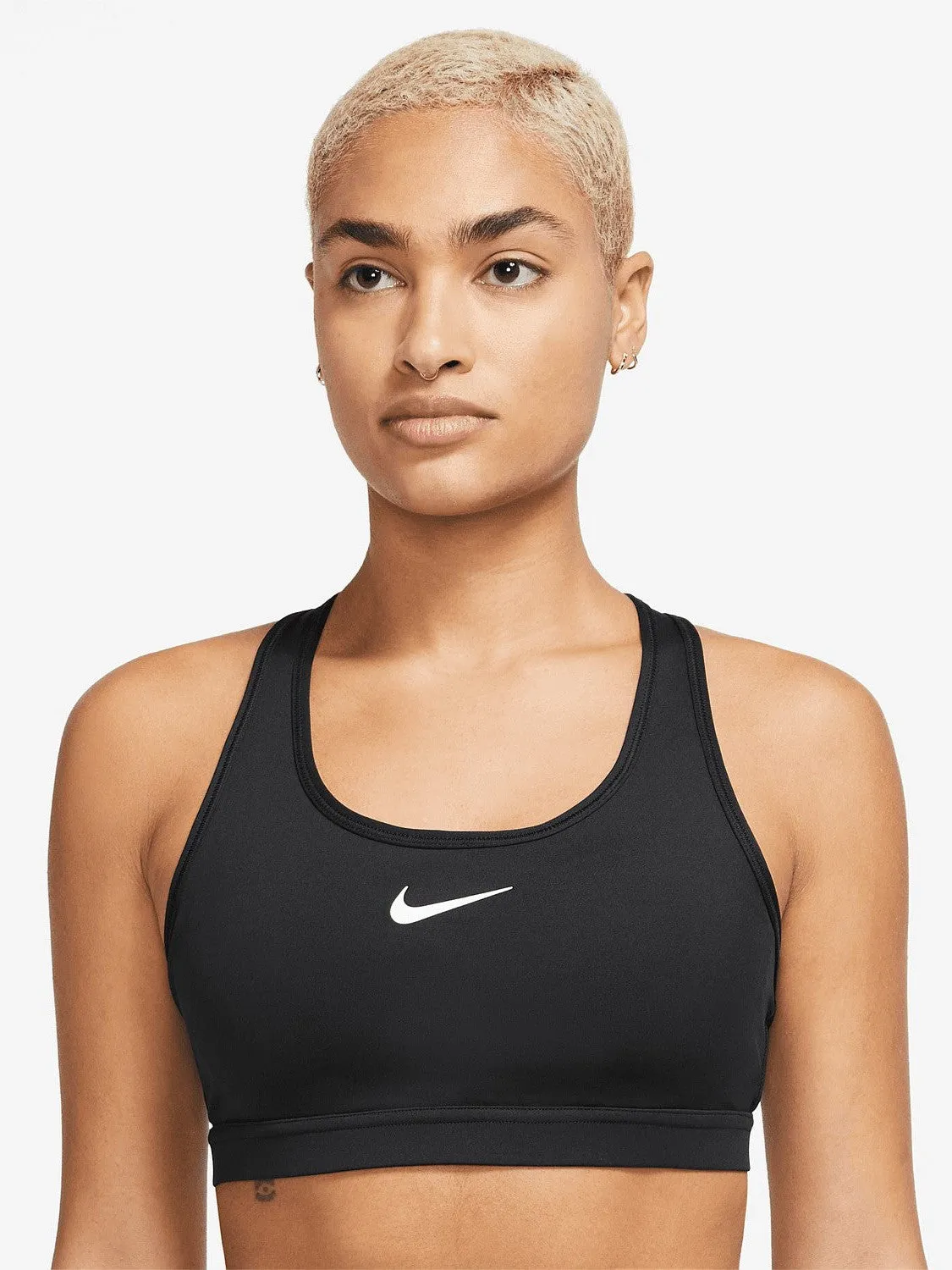 Swoosh Medium Support Sports Bra Ribbed cuffs seams
