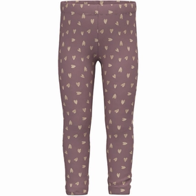 Name It Grape Shake W. Glitter Hearts Tavina Sweat Fleece Leggings Noos Sleek Form Soft Stretch