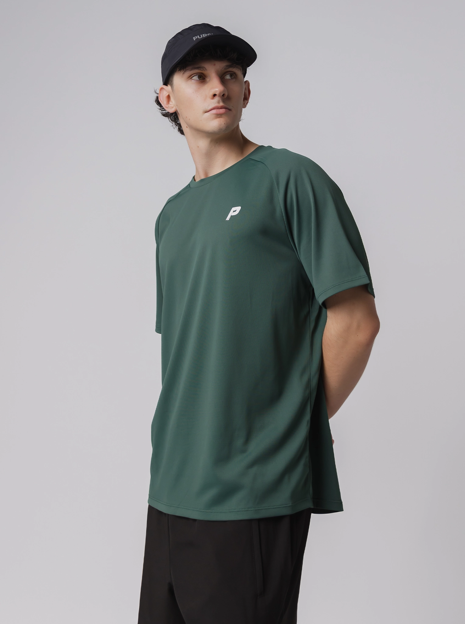 Reinforced Shoulder Stitching Sporty Layer Performance Tee In Stadium Green