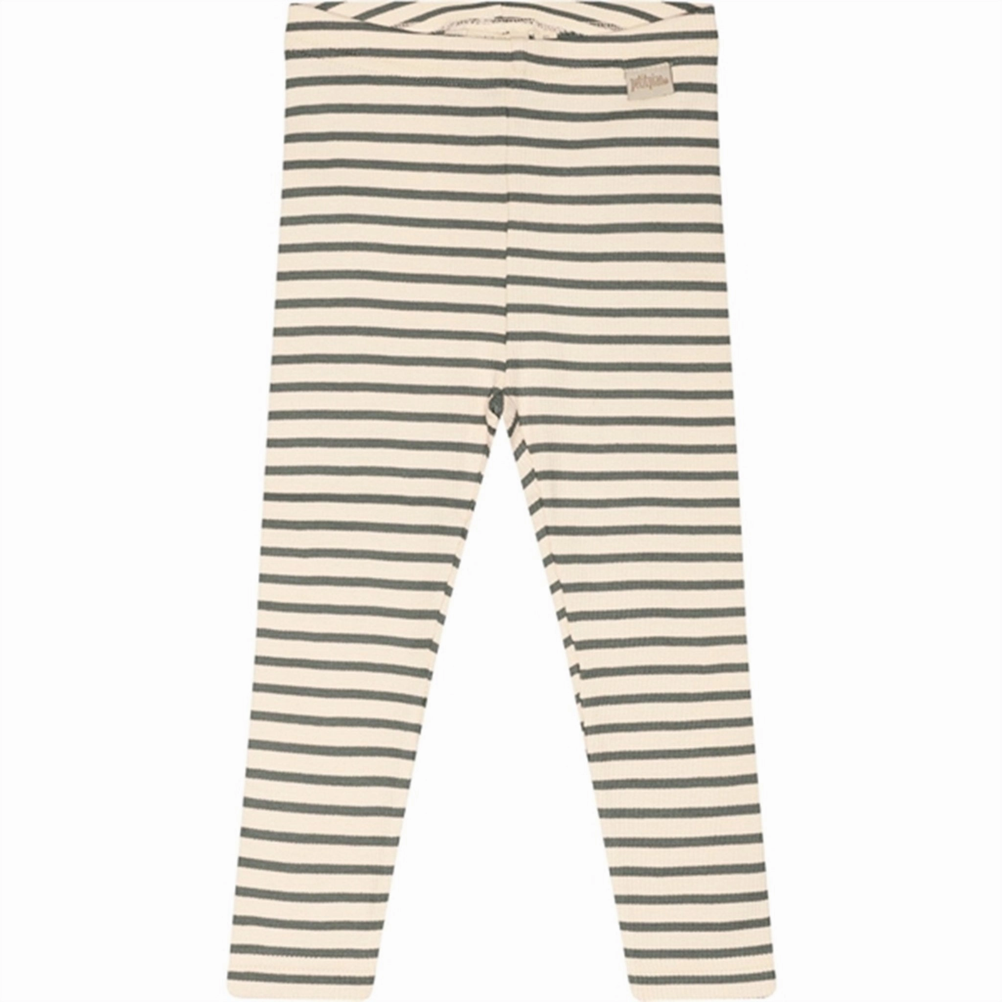 Petit Piao? Balsam Green/Off White Leggings Modal Striped Outdoor Running Luxury Choice streamlined look