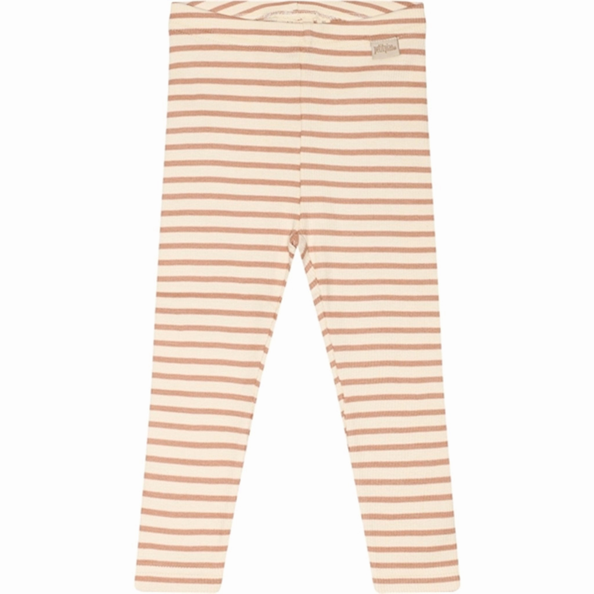 Outdoor Lover Mesh Panel Flexible Layers Petit Piao? Caf?? Rose/Off White Leggings Modal Striped