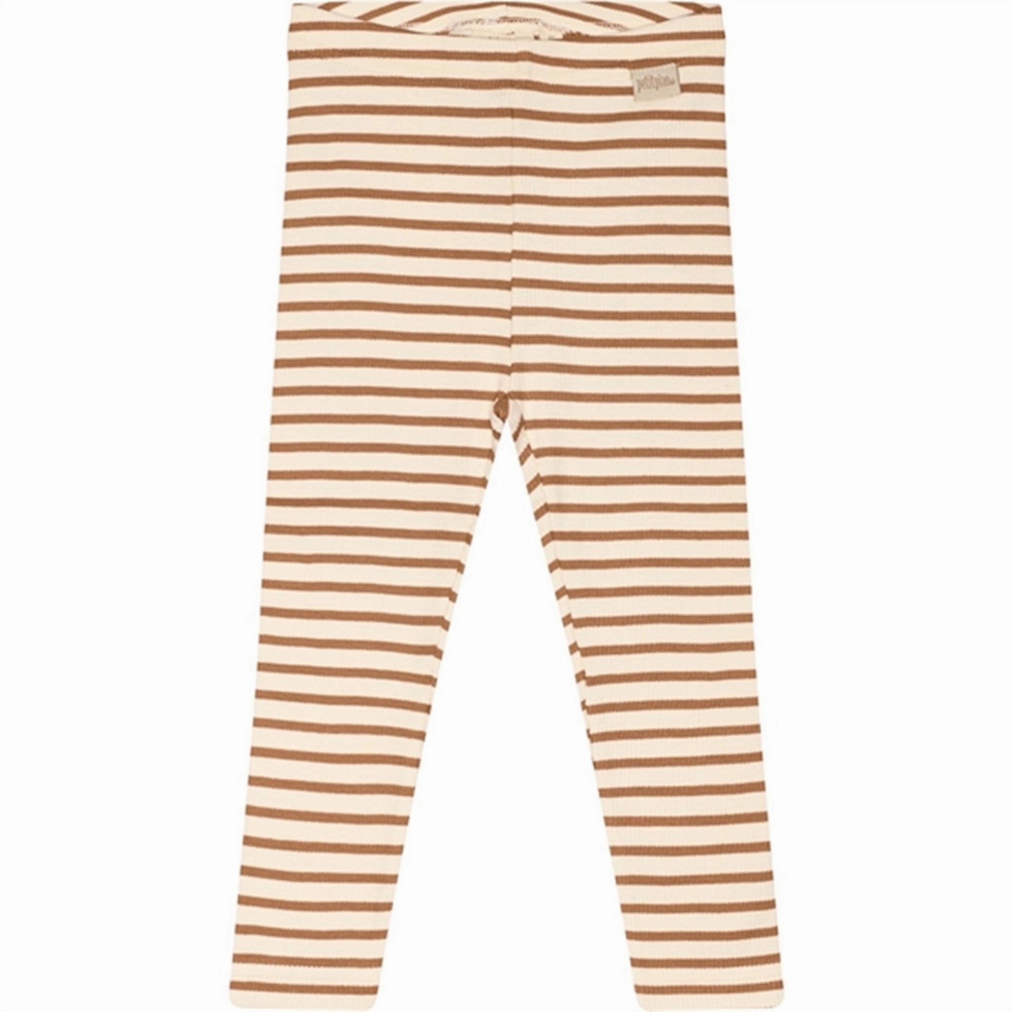 Petit Piao? Caramel/Off White Leggings Modal Striped Comfortable Waist