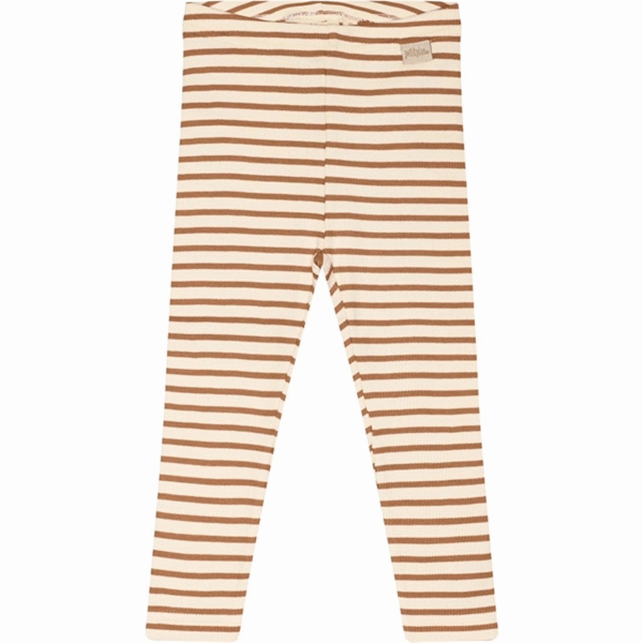 Petit Piao? Caramel/Off White Leggings Modal Striped Active Lifestyle Durable Stitch Daily Gear