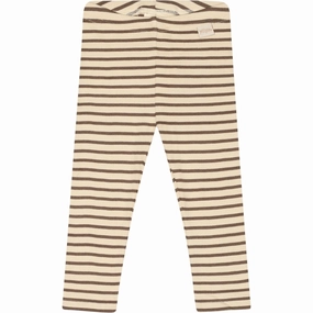 Petit Piao Chocolate Brown/Dark Off White Leggings Modal Striped Luxury Choice Stretch Fit