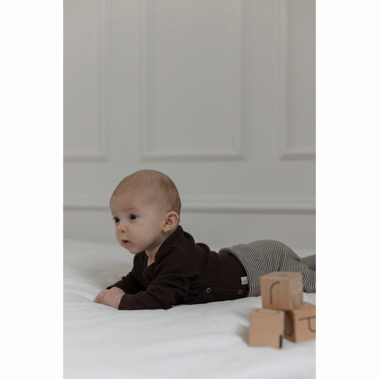 Petit Piao Coffee Bean/Dark Off White PPDian Fold Leggings Stripe NOOS Moisture Wicking Active Lifestyle Flexible Stretch Material