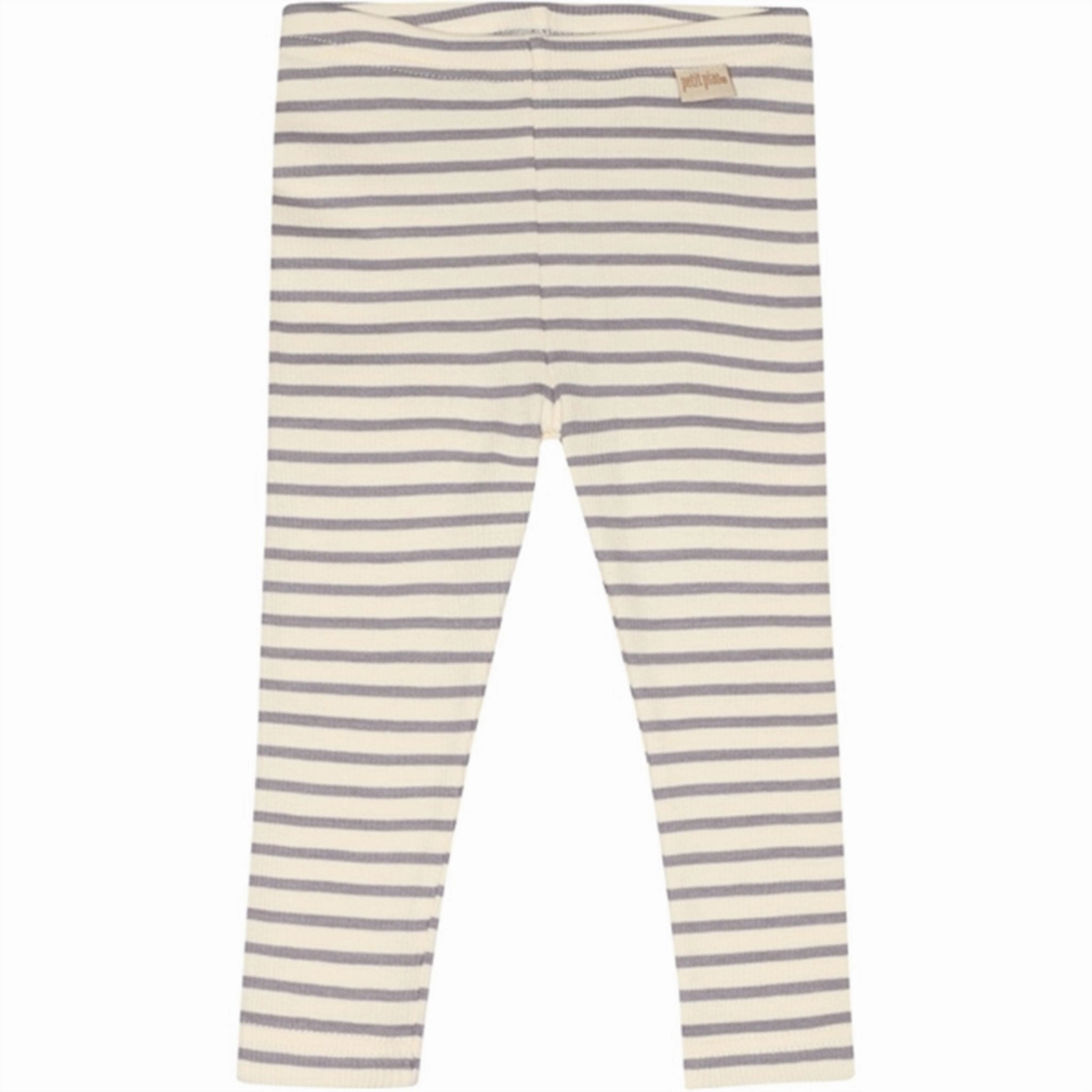 Rib Knit Beginner Level Tall Fit Lightweight Material Petit Piao Dusty Lavender/Offwhite Leggings Modal Striped