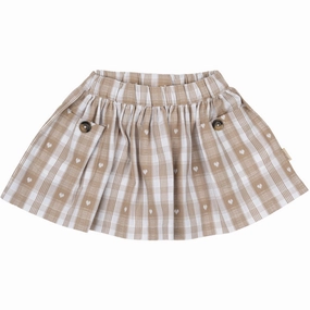 Petit Piao Off White Heart Skirt Pocket Woven Ruching Details