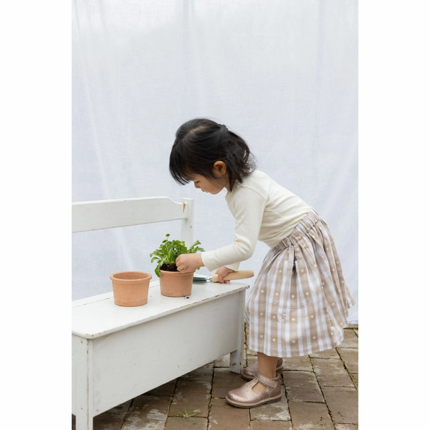 Breezy Look Petit Piao Off White Heart Skirt Pocket Woven