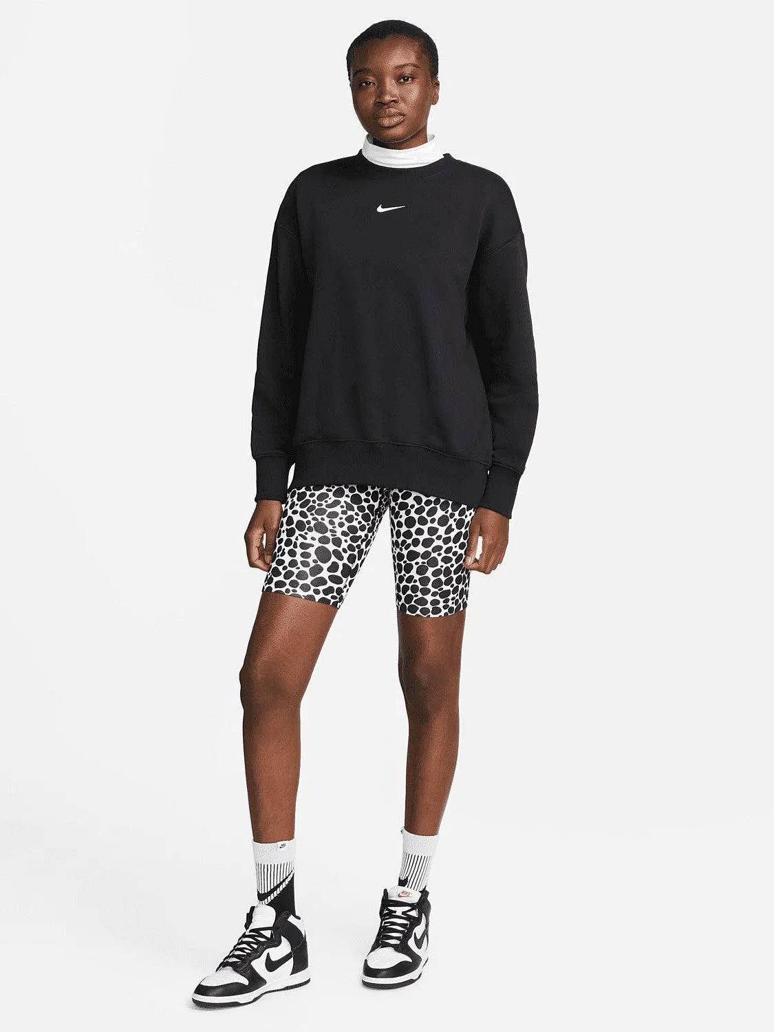 Tulle accents Double Needle Stitching Phoenix Fleece Oversized Crew