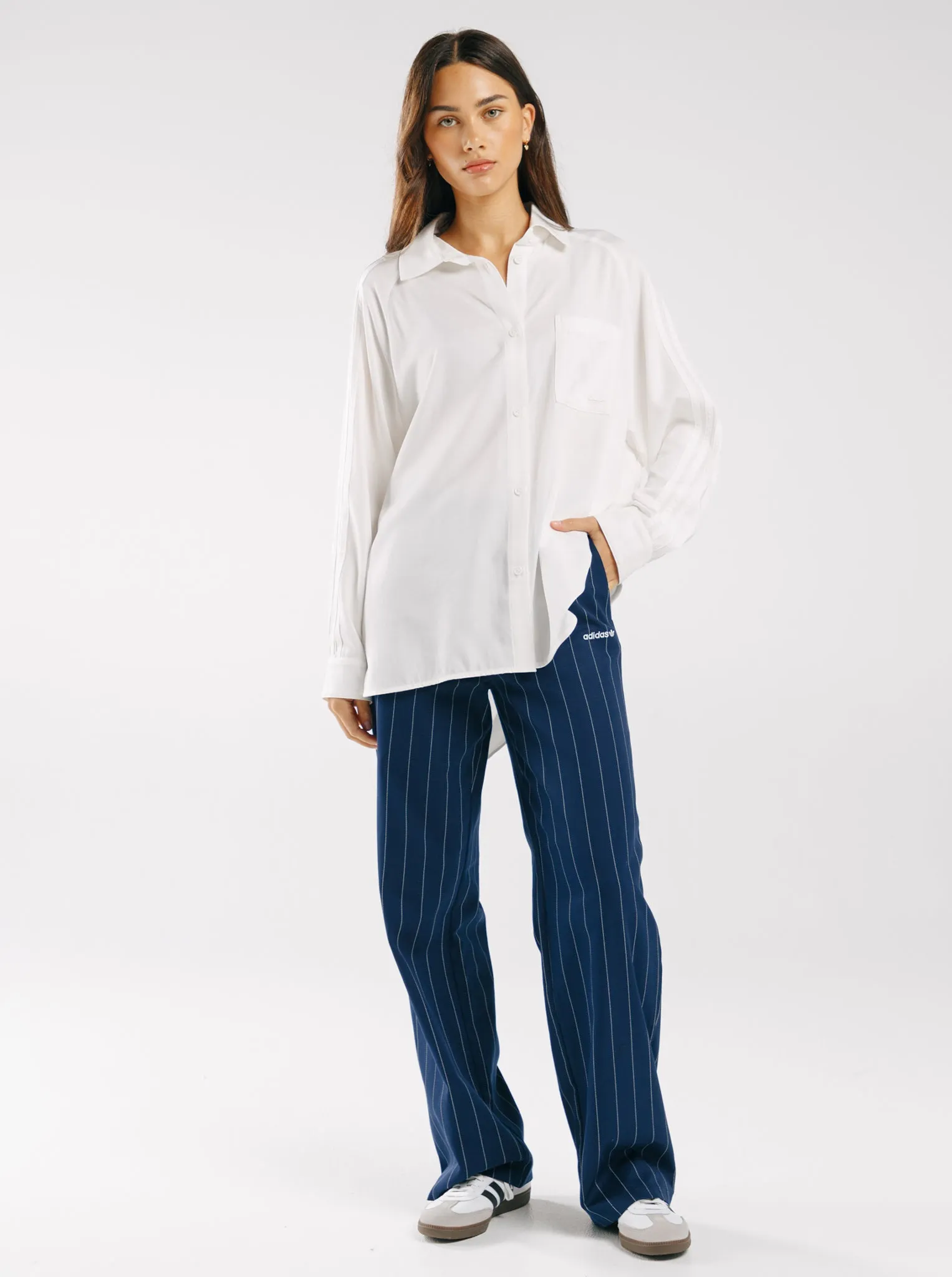 Pinstripe Twill Loose Trousers DurableReinforcedMaterial Quick Layer