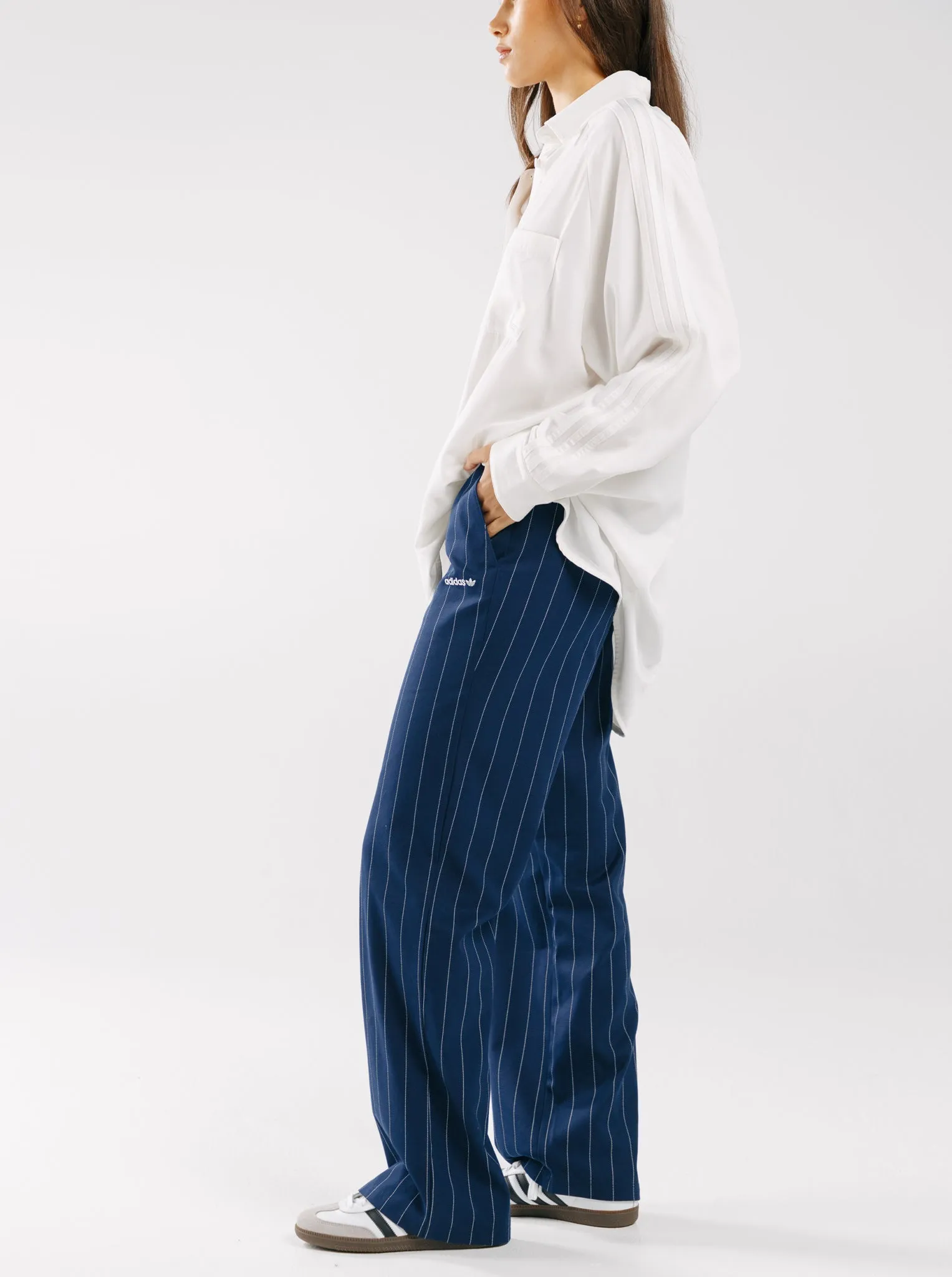 Wrinkle Resistant AntiPillingFabric Pinstripe Twill Loose Trousers