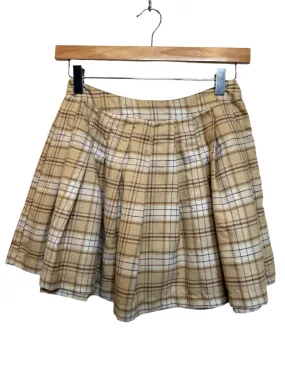 Plaid Cream Skirt (Size S) Convertible Length