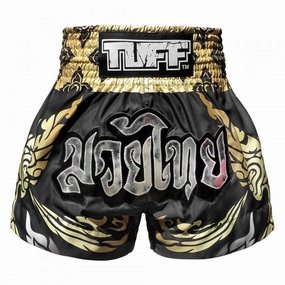 NonIrritatingTags Quick Dry Material TUFF Muay Thai Shorts Thai King Of Naga Black MS631