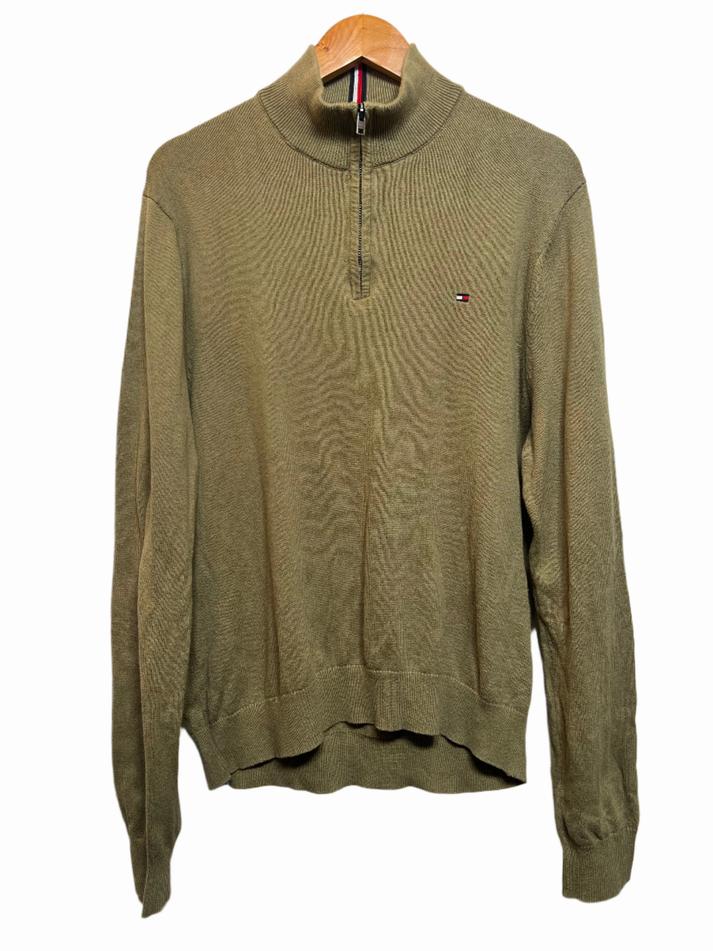 Tommy Hilfiger Mens Taupe Quarter Zip (Size L) City Trend Work From Home
