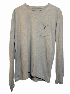 Cashmere Blend Polo Ralph Lauren mens Grey Longsleeve Top (Size S)