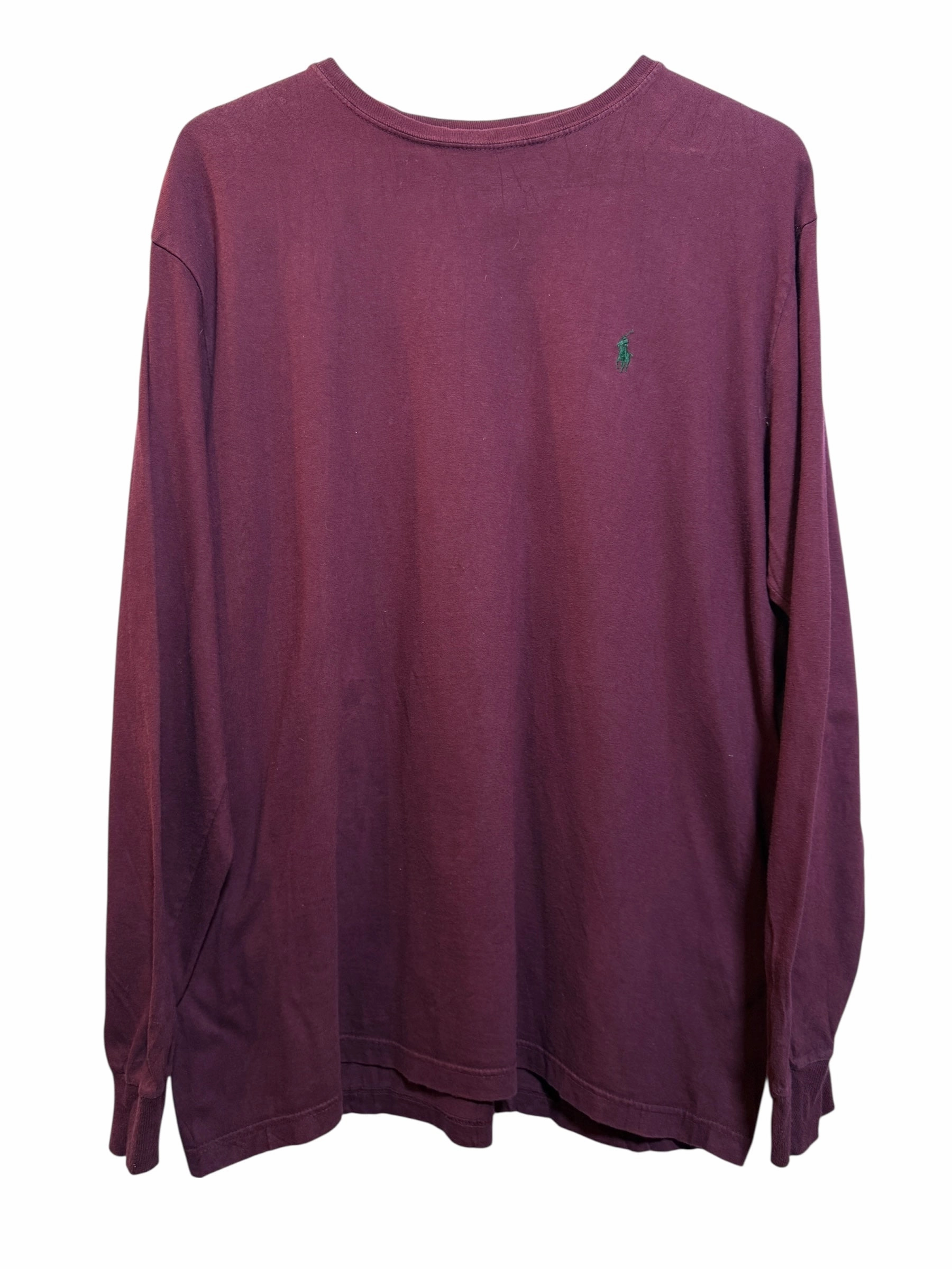 MoistureWicking Texture Perfect Layer Polo Ralph Lauren Mens Red Longsleeve Top (Size L)