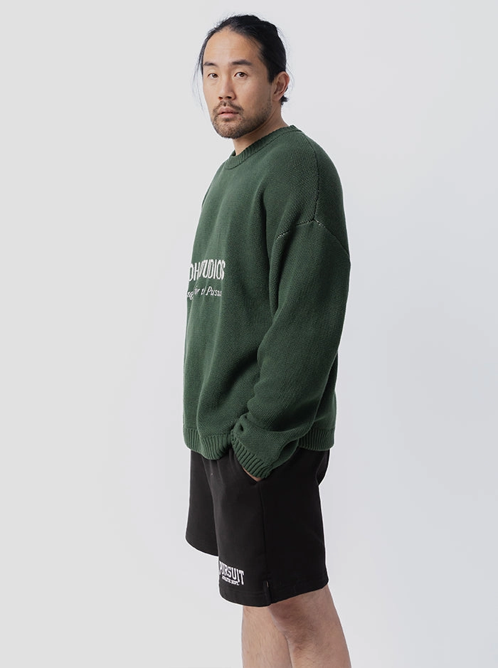 Seamless Side Panels Pursuit Embroidered Knit in Stadium Green