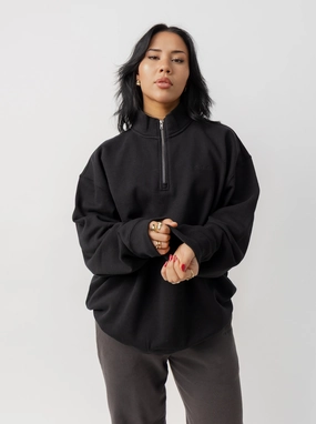 cool-toned Fashion Night Quarter Zip in Solid Black