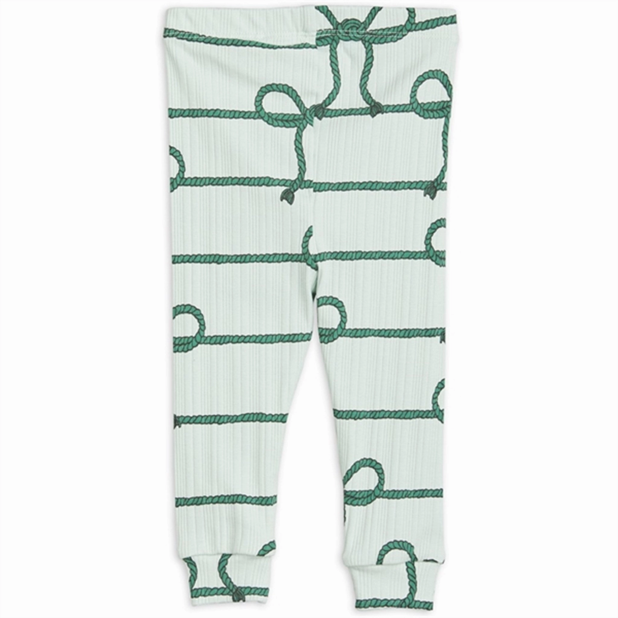 Mini Rodini Rope AOP Baby Leggings Green Thermal Warm Morning Jog Body Shaping Beginner Level