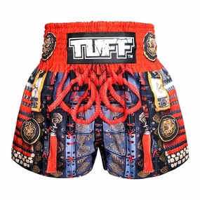 TUFF Muay Thai Shorts Armour MS657 Samurai Kickboxing MMA Traditional Style FoldableDesign Chafe Resistant Lining