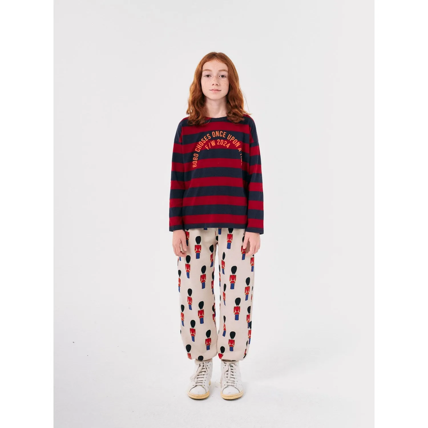 snap closure Bobo Choses Light Brown Little Tin Soldiers All Over JAndging Pants