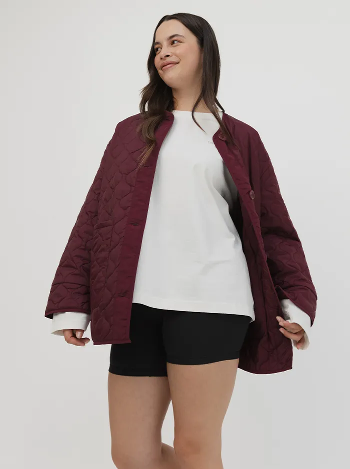 polka dotted Taped Edges Quilted Jacket In Mulberry