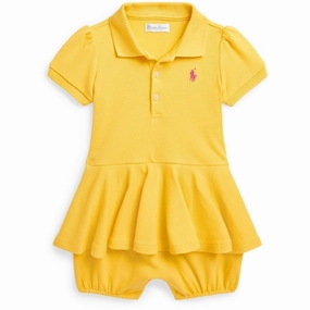Loose Guest Ralph Lauren Baby Shortall Chrome Yellow W/ Bright Pink