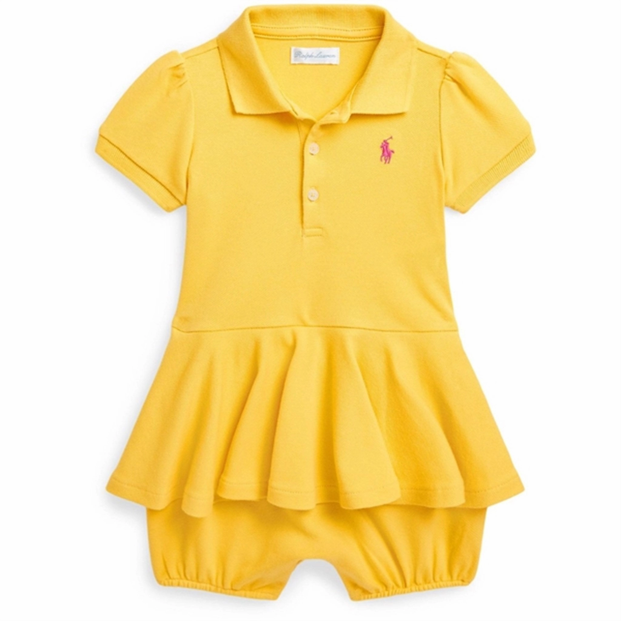 Loose Guest Ralph Lauren Baby Shortall Chrome Yellow W/ Bright Pink