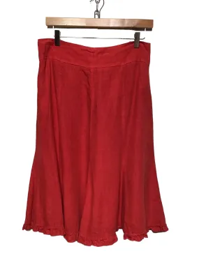 Red Linen Skirt (Size L) Fun Prints Fashion Fit