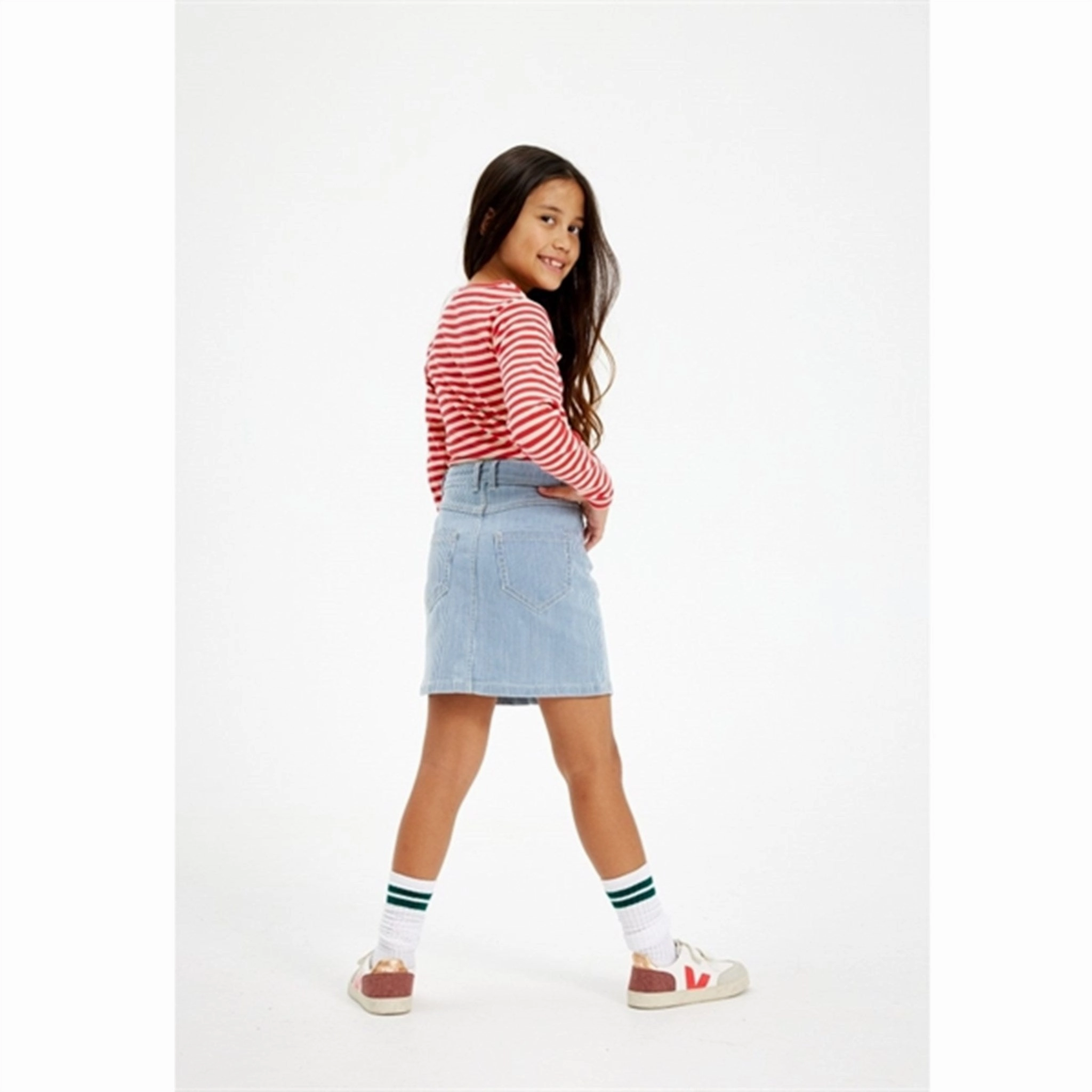 The New Navy Blazer Stripe Skirt Soft Tones