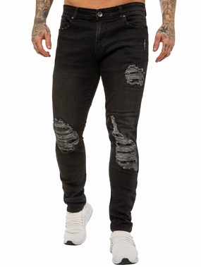 Mens Skinny Ripped Jeans Stretch Denim | Enzo Designer Menswear Timeless casual Minimalist Design