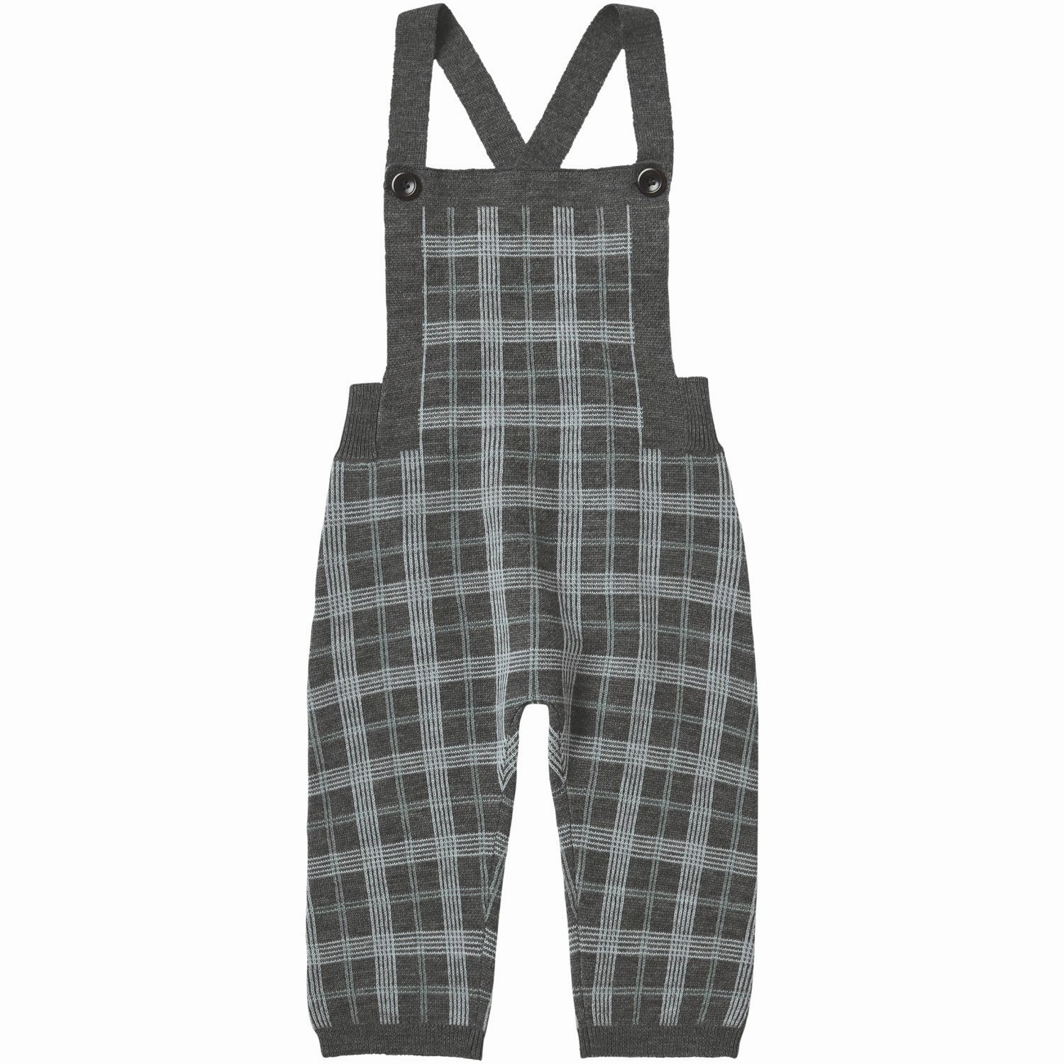 FUB Grey Melange Baby Checked Overalls Neutral Style Polyester fabric