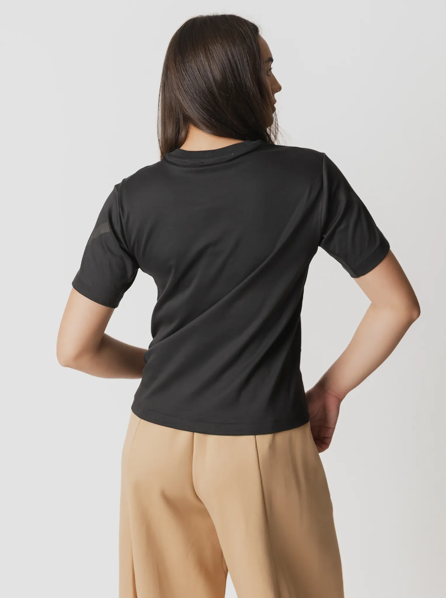 Layered Shoulder Design Stretch Jersey Knit Z.N.E. Tee