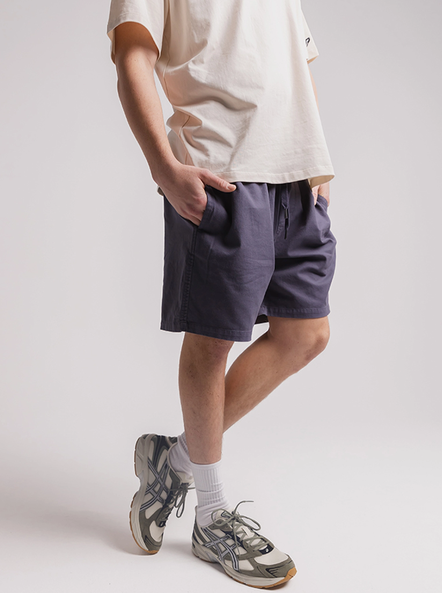 Retreat Shorts in Washed Navy Polyester fabric