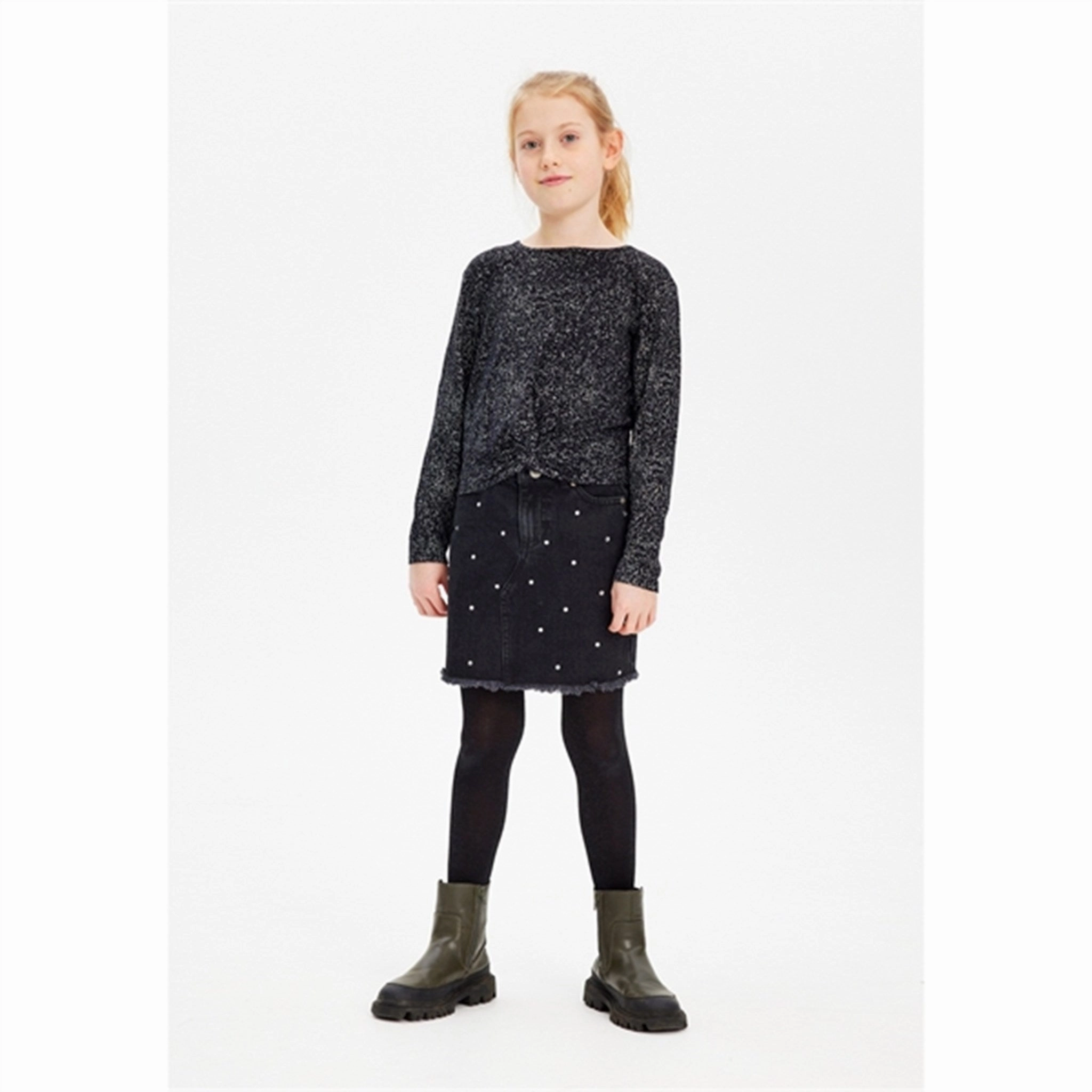 The New Black Denim Isia Denim Skirt Tiered hem