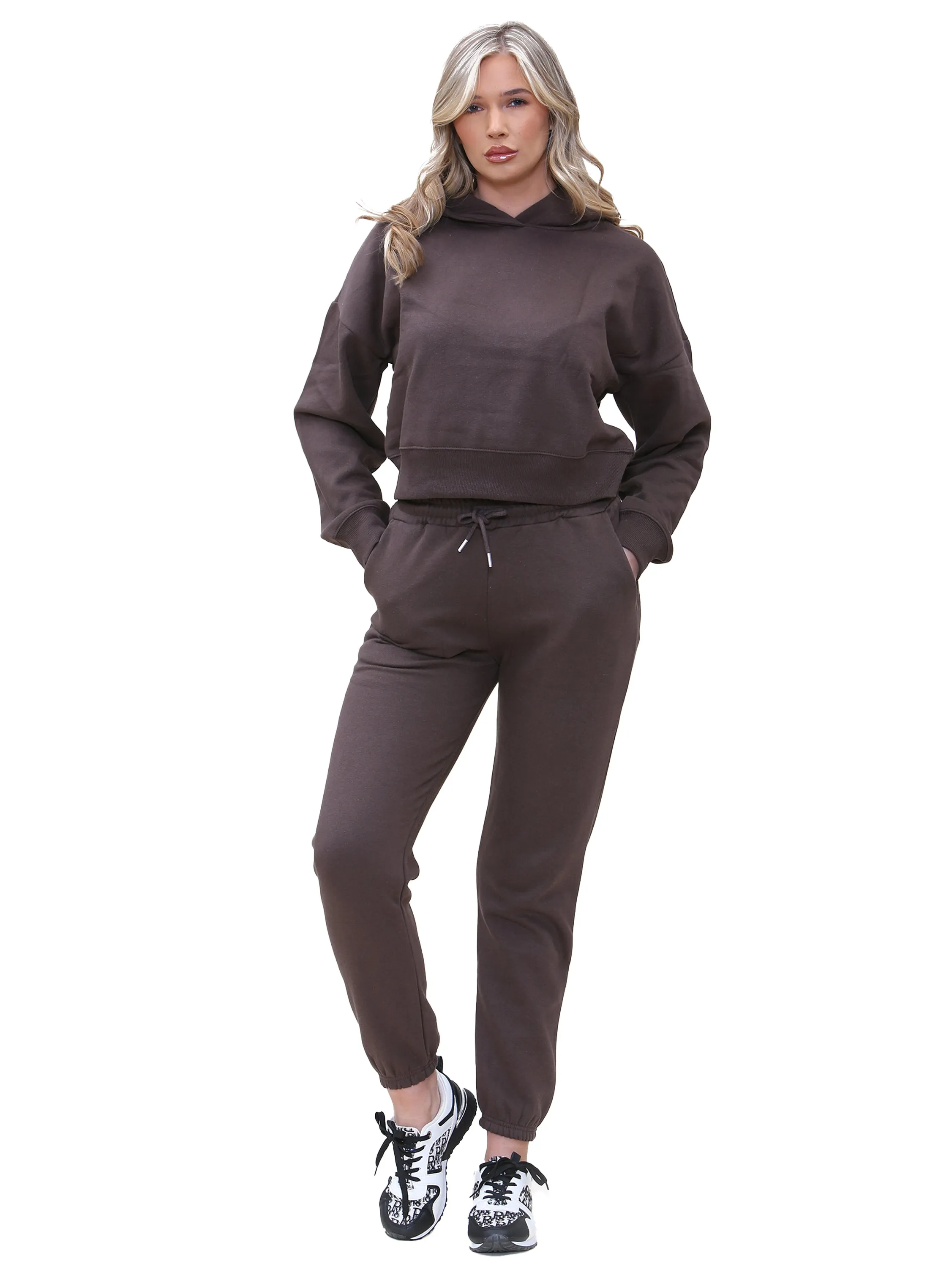 Enzo | Womens Cropped Hoodie Tracksuit winter clothing Yoga wear