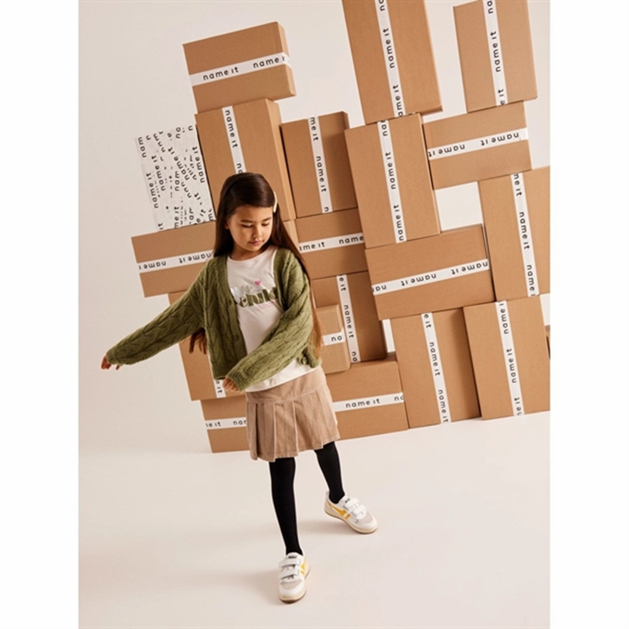 Name it Oxford Tan Salli Short Corderoy Skirt flared silhouette