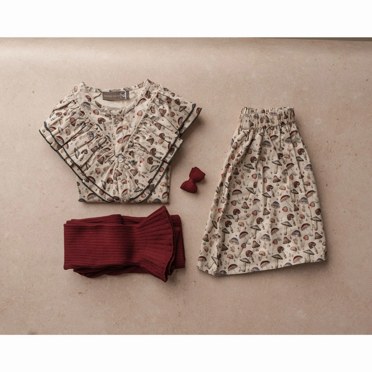 Inverted Pleats Hanevild Rainy Mushroom Skirt