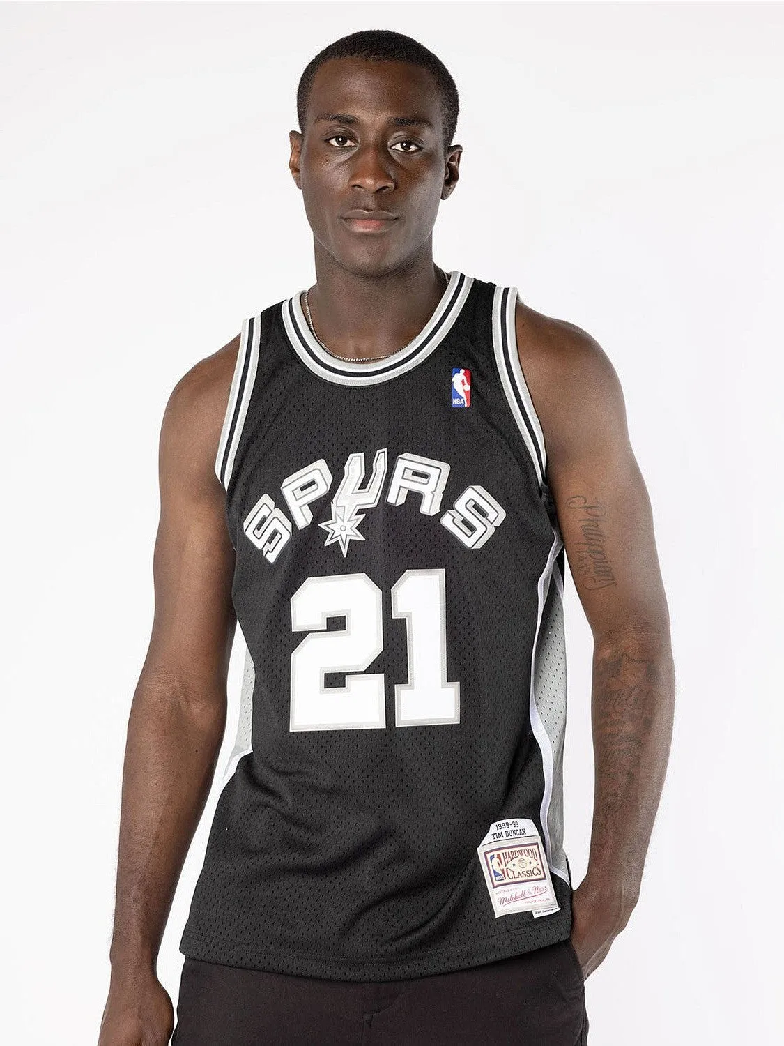 Hybrid Fabric Blends Durable Material San Antonio Spurs Road 1998-99 Tim Duncan Swingman Jersey