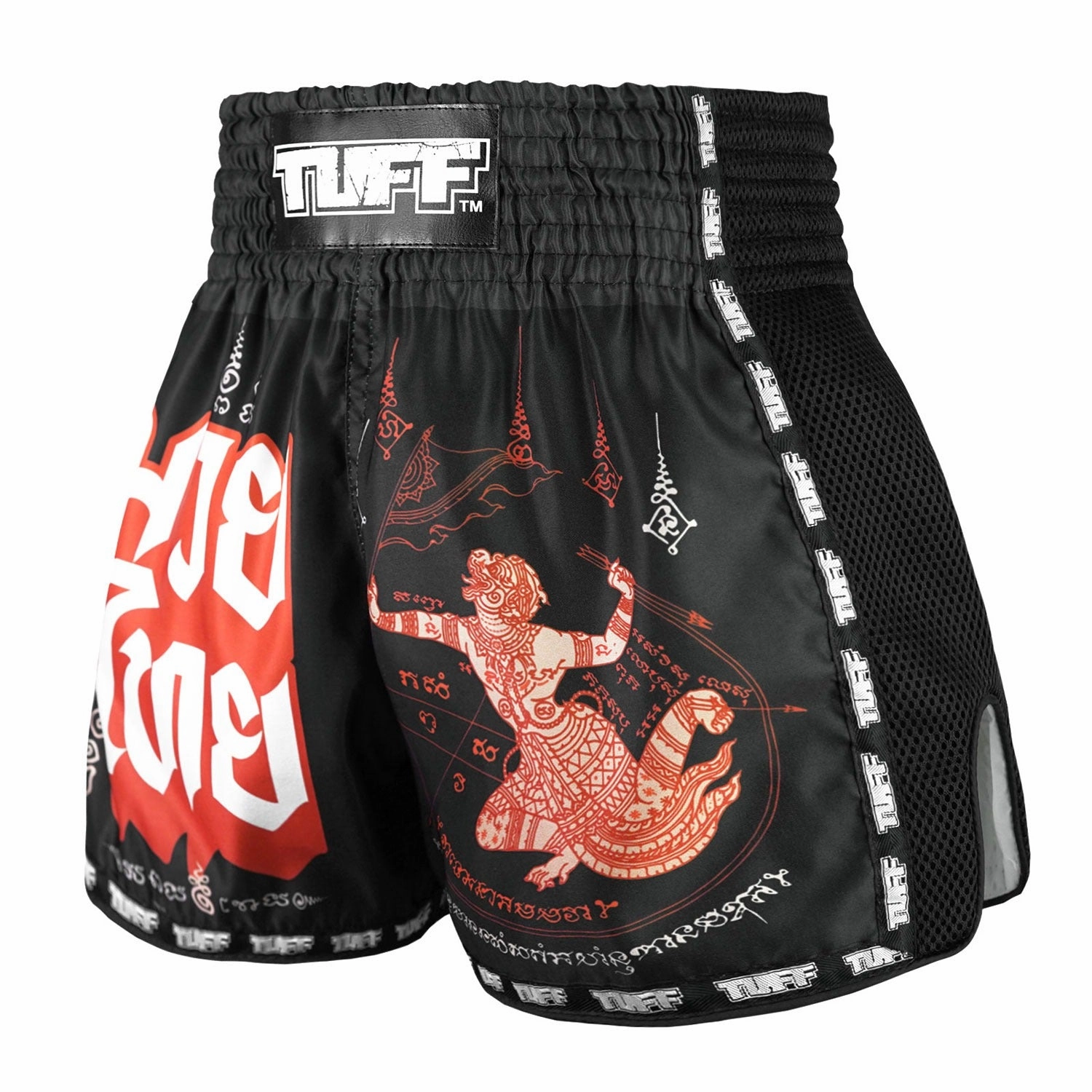 TUFF Muay Thai Shorts Hanuman Flying MSC102 Kickboxing Retro Classic Comfort