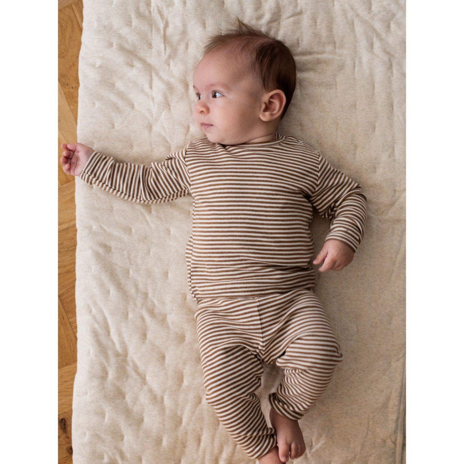 Serendipity Almond/Offwhite Baby Leggings Stripe Anti Static Material