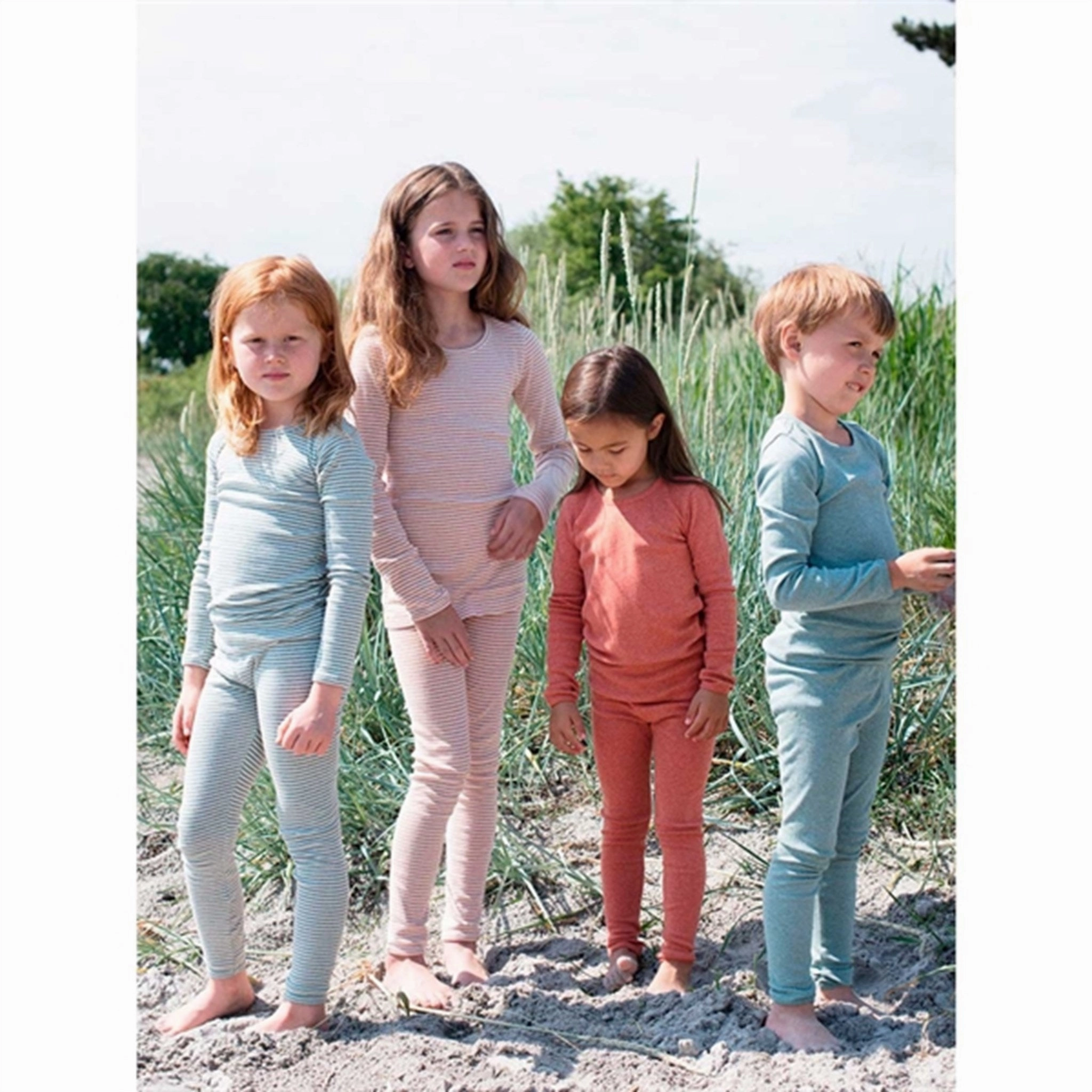 Serendipity Clay/Offwhite Stripe Leggings Sleek Active Wear Sleek Fit Design