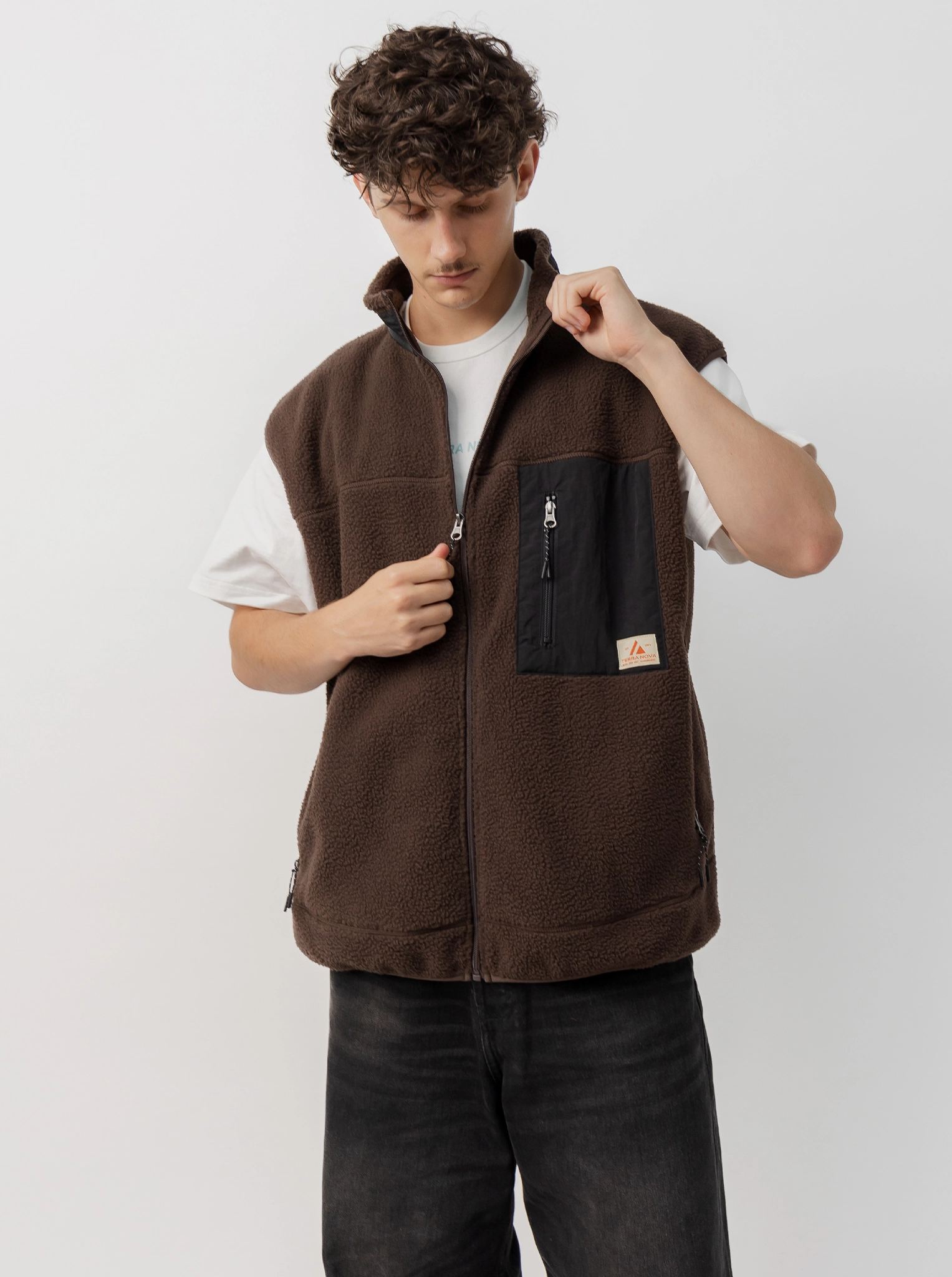 Stretch Knit Fabric Connect Sherpa Vest
