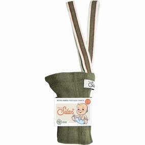 Silly Silas Olive Striped Footless Tights Beach Walk For Adults