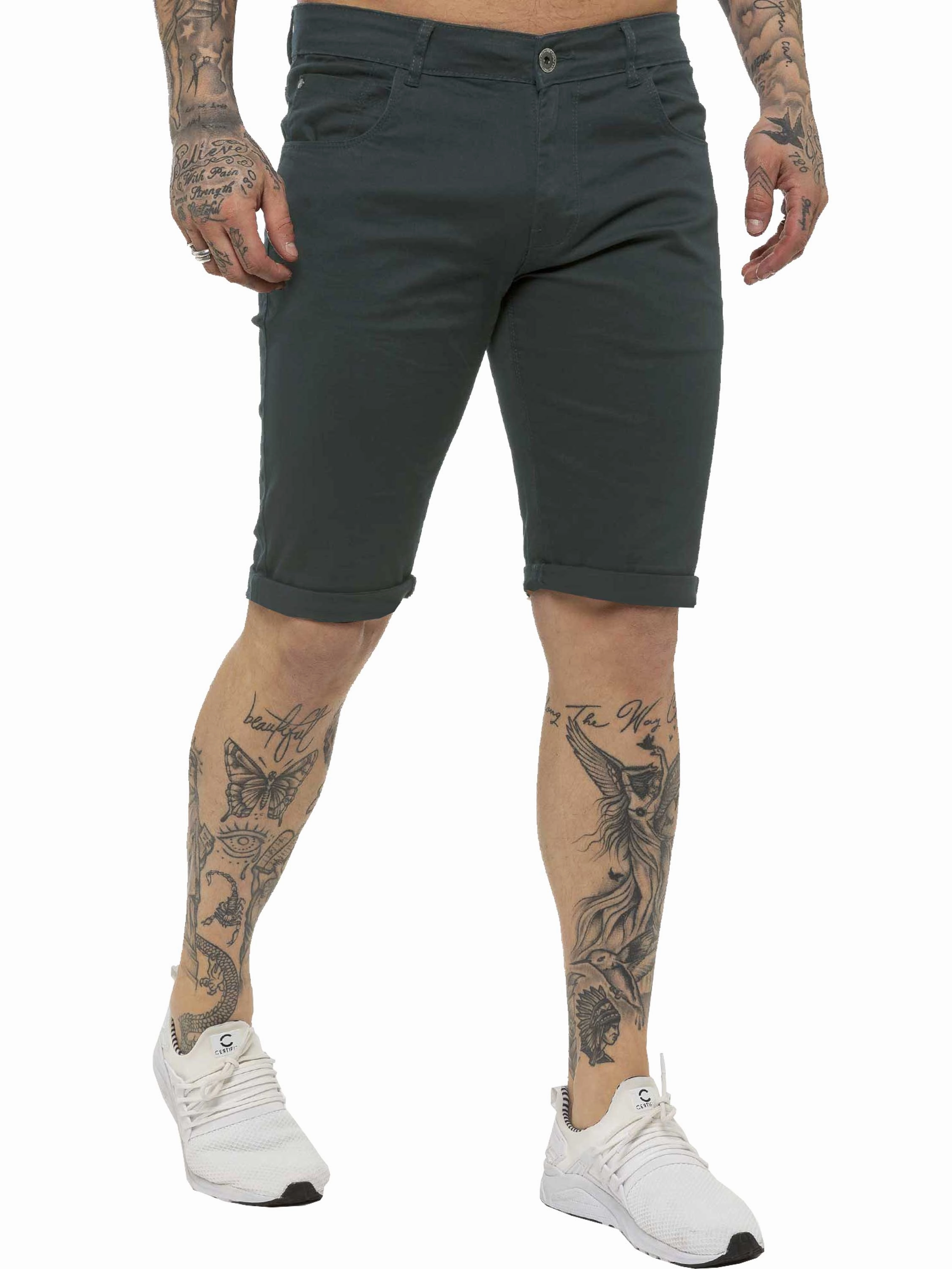Kruze | Mens Slim Fit Chino Shorts Striped Design