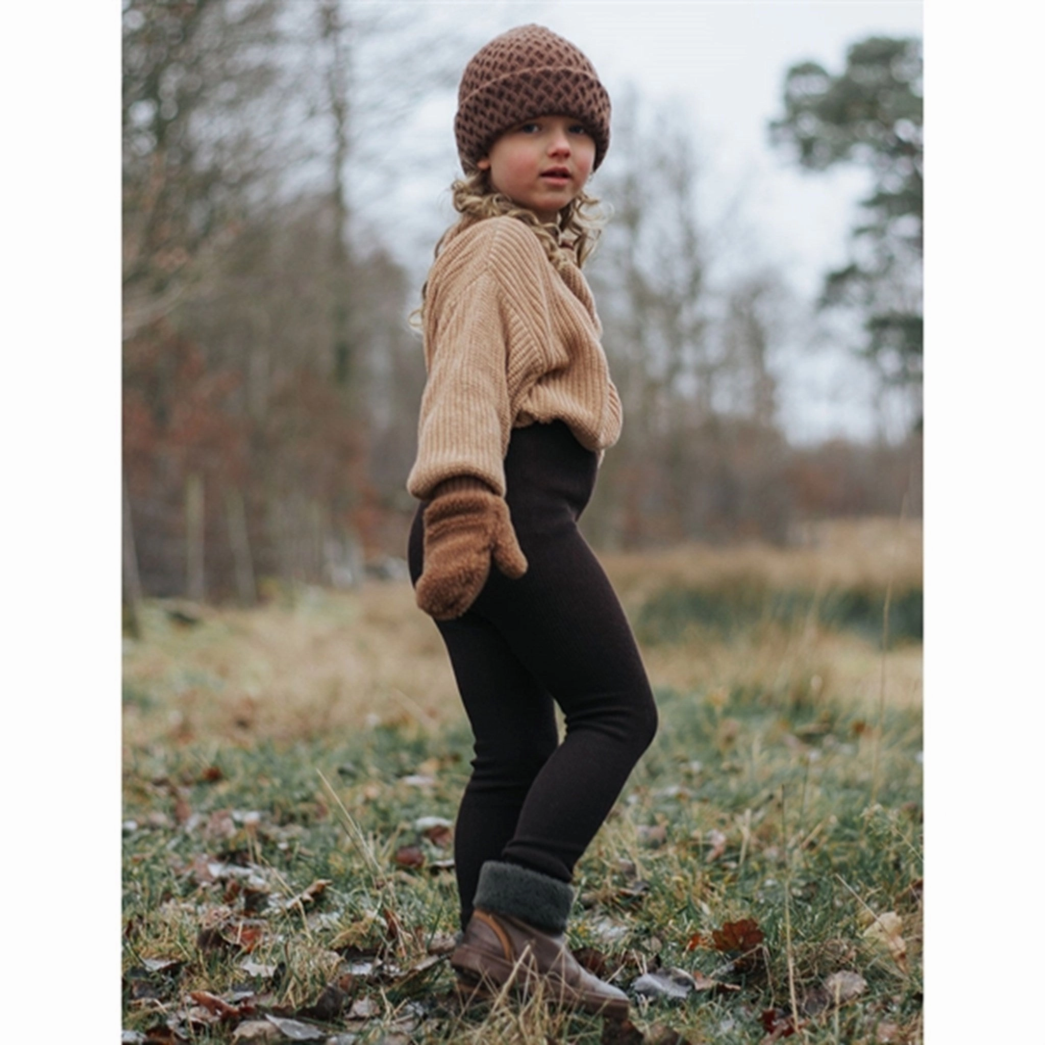 Stylish Comfort Trend Seeker Rib Knit Silly Silas Wooly Footless Tights With Braces Espresso Brown