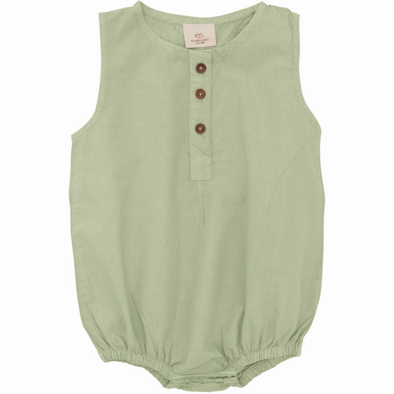 COPENHAGEN COLORS Dusty Green Classic Crisp Poplin Romper Loose Versatile Sharp Bold