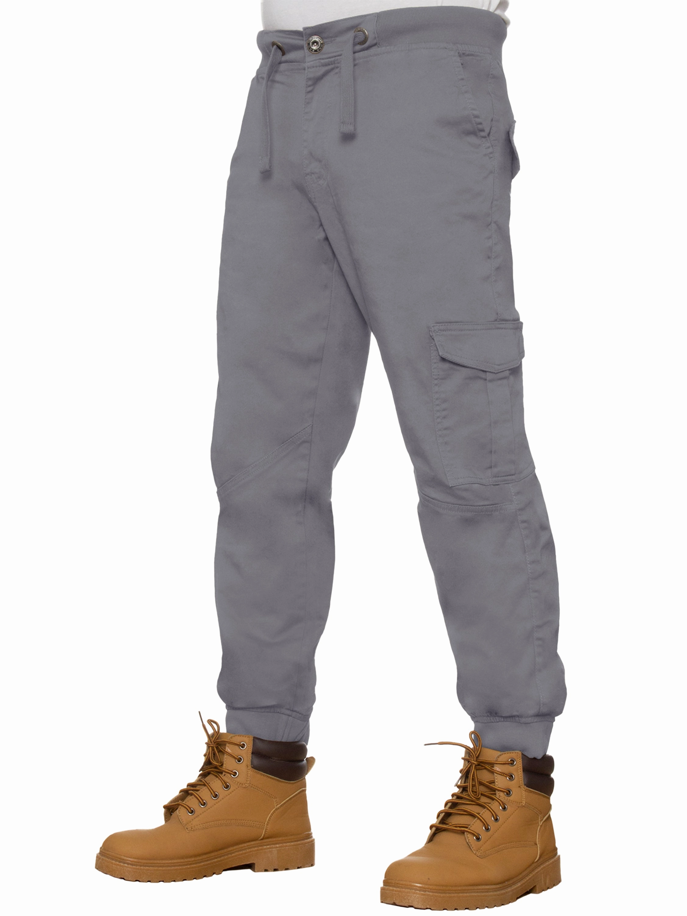 Enzo | Mens Cuffed Combat Jogger Jeans Sunny Vibes Office Wear Light Comfort