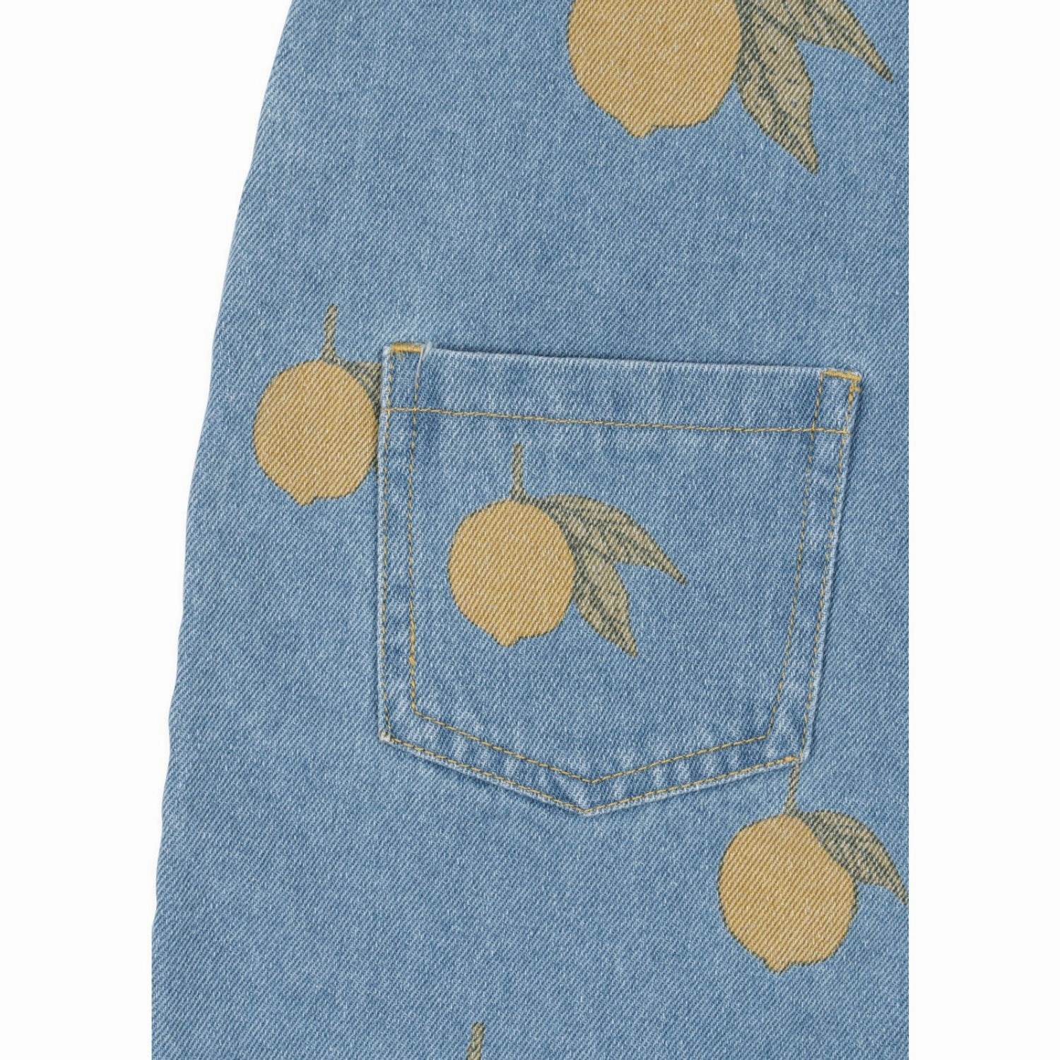 Contrast Trim Konges Sl?jd Lemon Denim Magot Overalls Gots